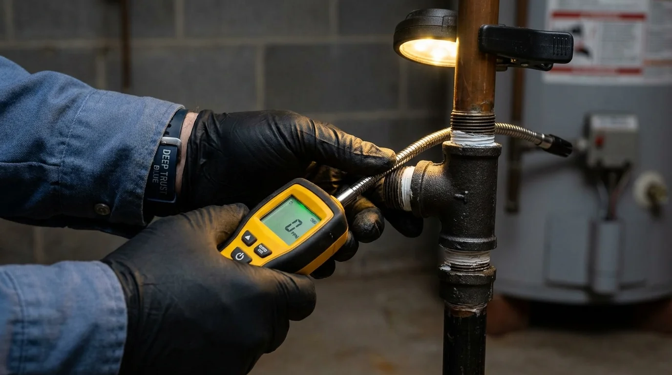 Gas leak detection with electronic sniffer by Johns Plumbing LLC in Emmett