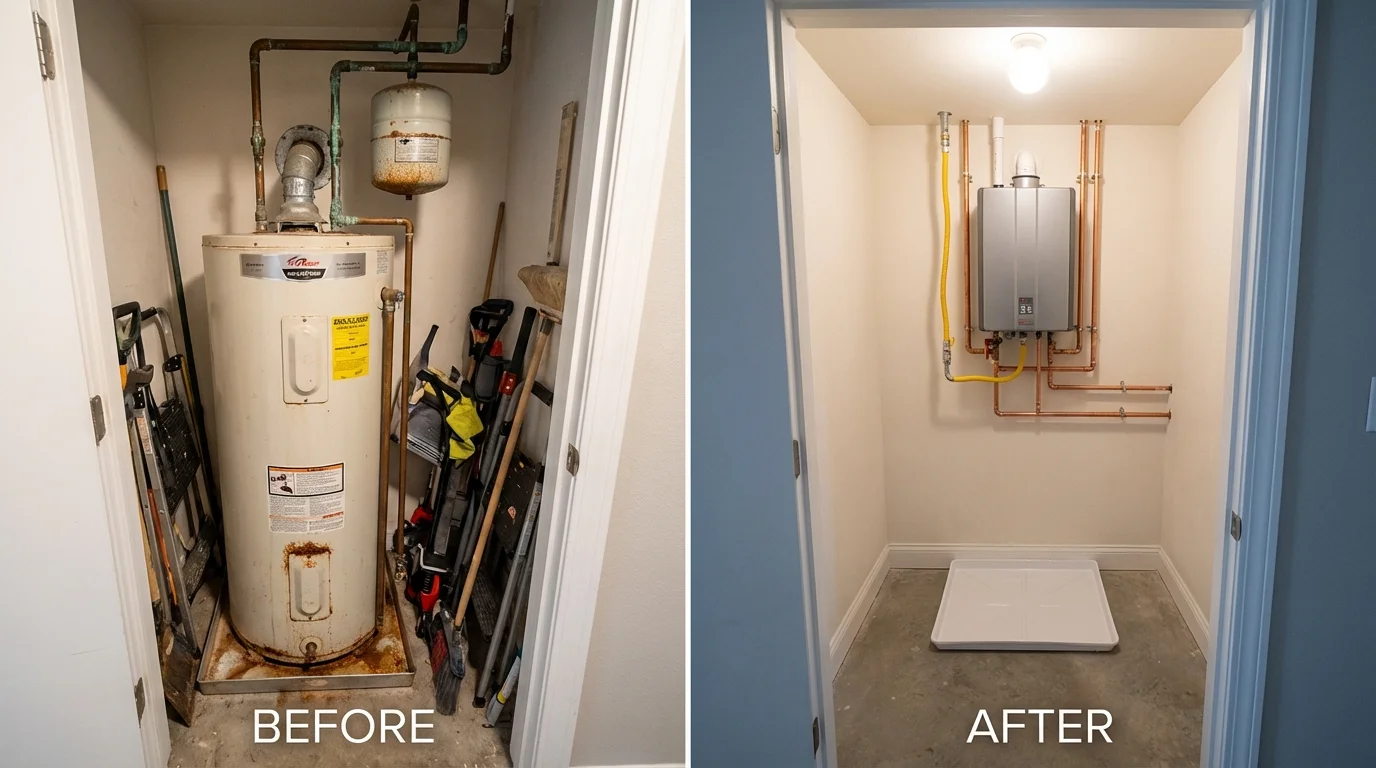 Tank water heater versus wall-mounted tankless unit comparison for Emmett, ID homeowners